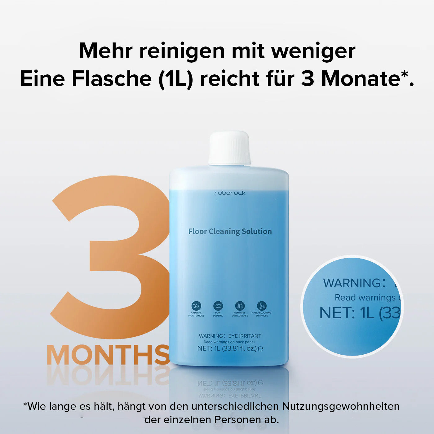 Roborock Bodenreinigungslösung für Saugroboter, Nass- und Trockensauger, 1L