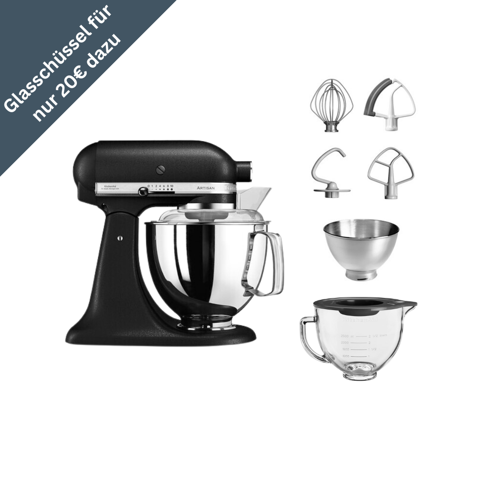 KitchenAid 4,8 L 5KSM175 Artisan Küchenmaschine Glasset mit Glasschüssel