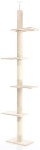 Fudajo Designer Kratzbaum in Zweigdesign 130 cm hoch, Katzenkratzbaum mit Plüsch und Sisal, Kletterbaum für Katzen, Katzenbaum mit Hängeliege