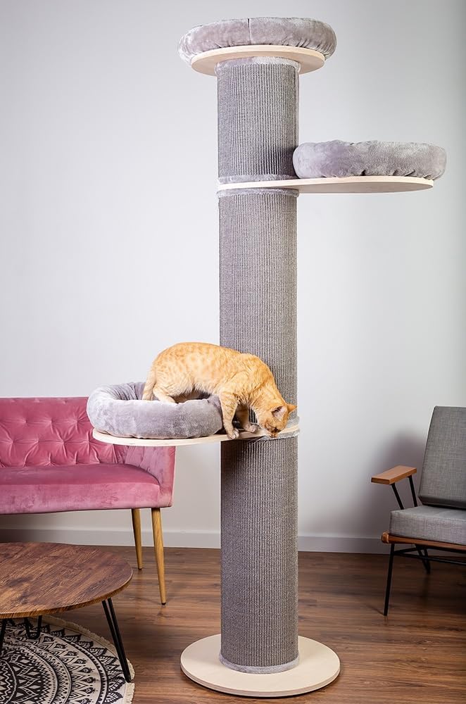 Natural Paradise Jasmine XXL Kratzsäule | Kratzbaum für Katzen | Durchmesser: 27cm | Höhe: 219cm | Creme