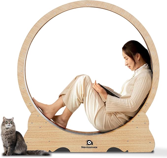 Naviconvex Super leises Holz-Laufrad XXL 135cm für Katzen