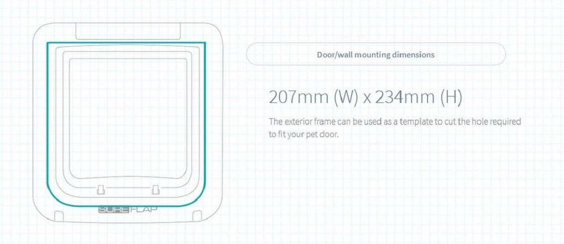 SureFlap Sure Petcare Mikrochip-Haustierklappe mit Sperrmodus, kompatibel mit RFID-Halsbändern und Mikrochips, EIN-Knopf-Steuerung, für Katzen und kleine Hunde, 4 x C-Batterien erforderlich, weiß