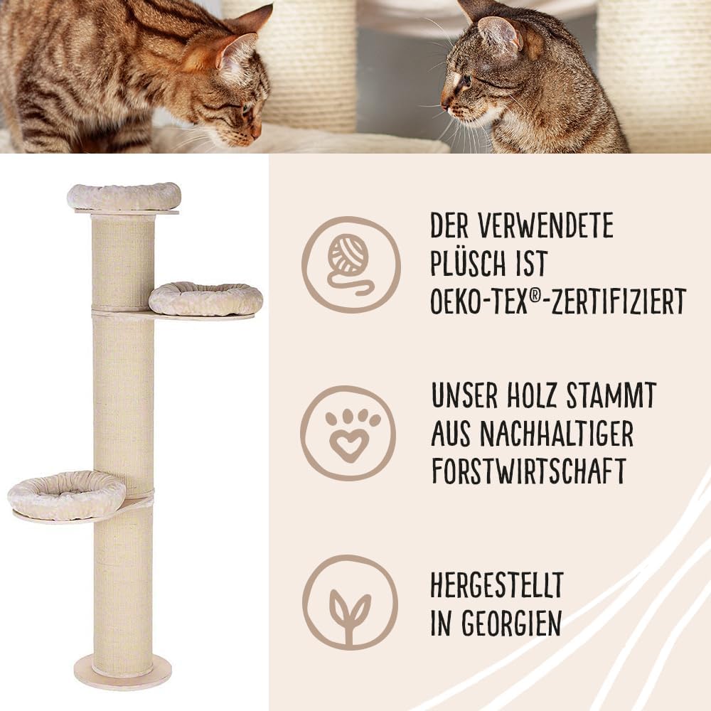 Natural Paradise Jasmine XXL Kratzsäule | Kratzbaum für Katzen | Durchmesser: 27cm | Höhe: 219cm | Creme