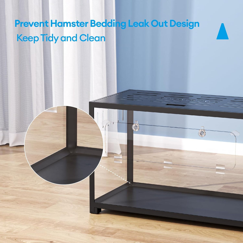 BUCATSTATE Hamsterkäfig Metall 2,0 - Kleintierlebensräume Groß Stapelbar mit Doppeltür 80L x 44,7W x 50,6H cm für Zwerghamster, Nager, Mäuse (0,35m², Schwarz)