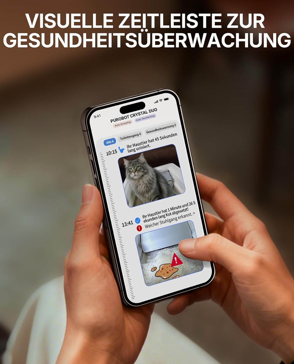 PETKIT Purobot Crystal Duo Selbstreinigende Katzentoilette mit Kamera, AI-Gesundheitsüberwachung, Geruchskontrolle, Offenes Design für große Katzen, Bis zu 30 Tage ohne Reinigung, Grau