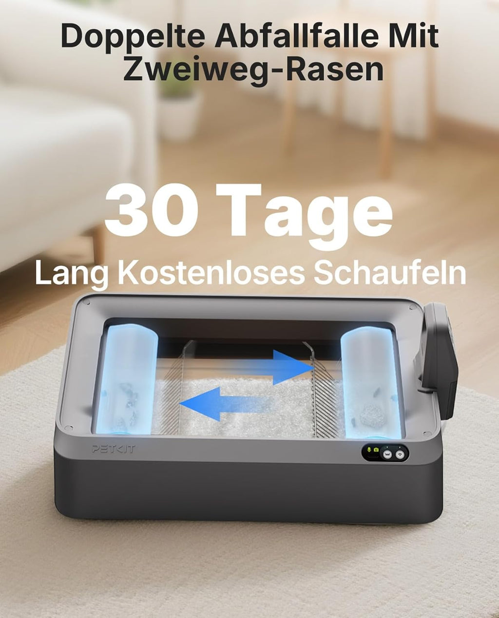 PETKIT Purobot Crystal Duo Selbstreinigende Katzentoilette mit Kamera, AI-Gesundheitsüberwachung, Geruchskontrolle, Offenes Design für große Katzen, Bis zu 30 Tage ohne Reinigung, Grau