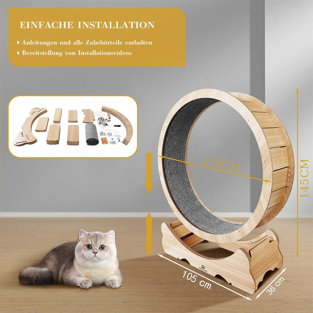 Naviconvex Super leises Holz-Laufrad XXL 135cm für Katzen