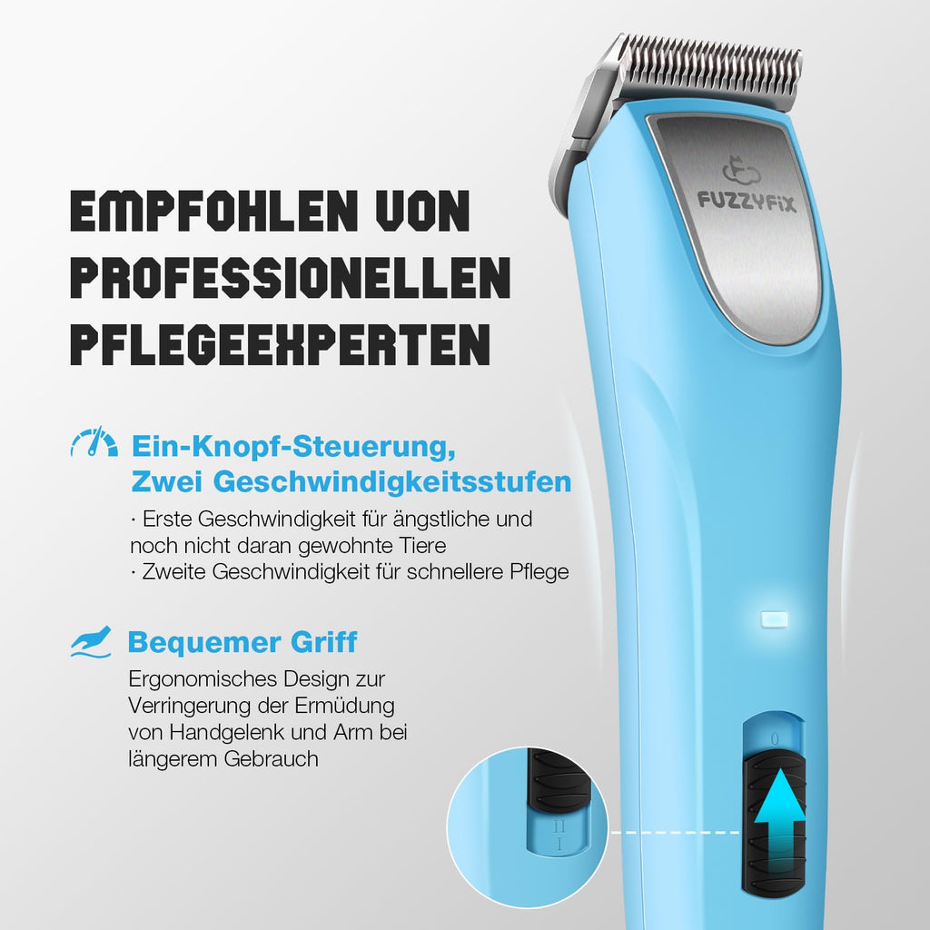 FuzzyFix Professionelle Hundeschermaschine profi,2 Geschwindigkeits Schermaschine Ergonomisches Design Hund Katze,Hundetrimmer Hundehaarschneidemaschine für Dickes, Langes und Lockiges Tierhaare Fell