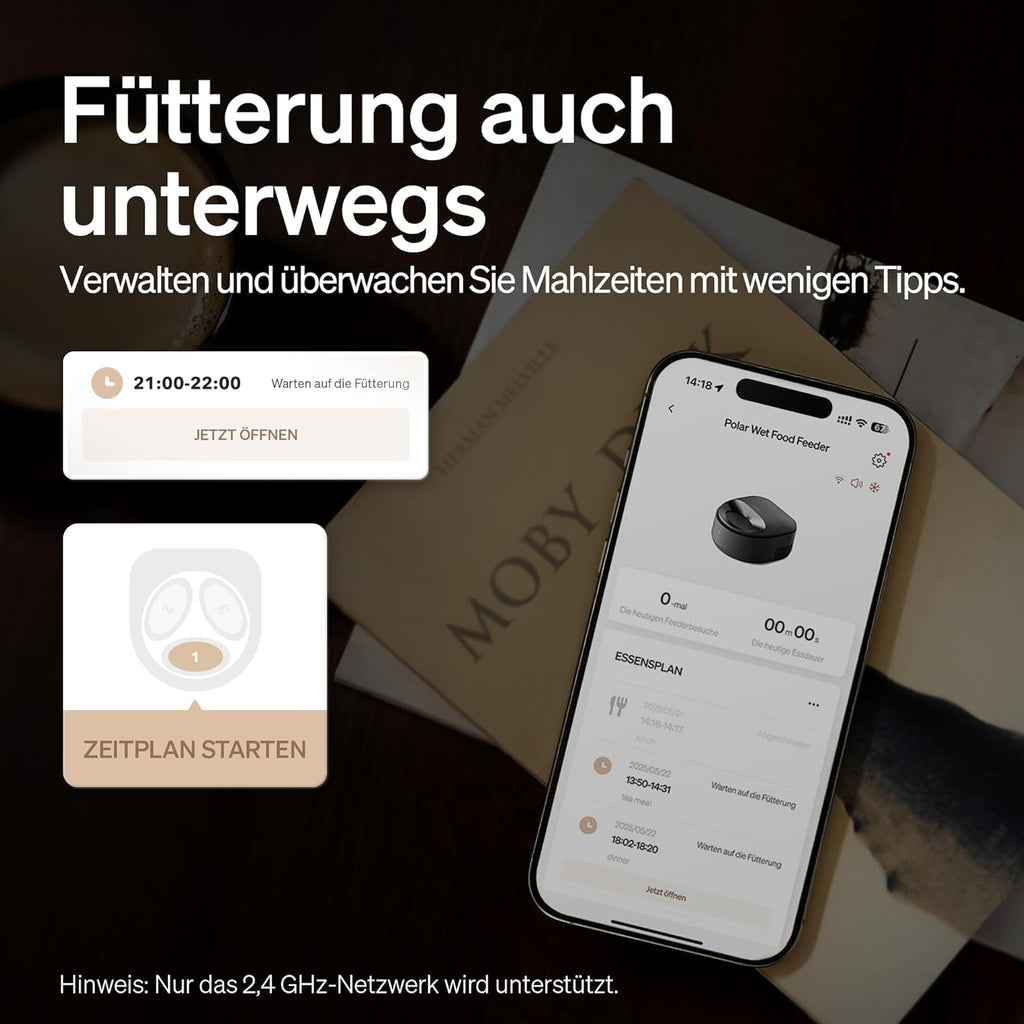 PETLIBRO Futterautomat Katze Nassfutter mit Spülmaschinengeeigneter Edelstahlnapf, Nassfutterautomat mit Halbleiter Kühlung, 2,4 GHz Wi-Fi Smart App-Steuerung, 3 Tage wahre Frische, Wet Food Feeder