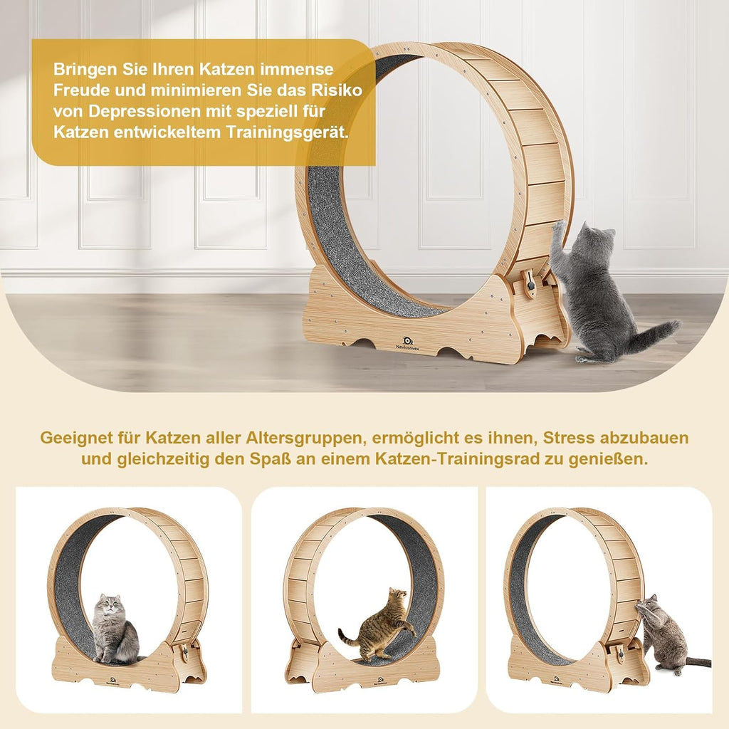 Naviconvex Super leises Holz-Laufrad XXL 135cm für Katzen