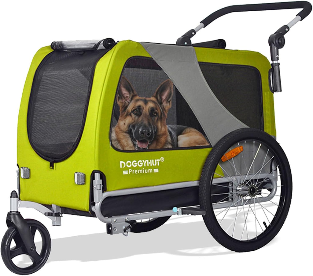 DOGGYHUT® Premium XL 2 in 1 Hundefahrradanhänger & Jogger 23-45 kg Fahrradanhänger für Hunde Hundeanhänger für Fahrrad