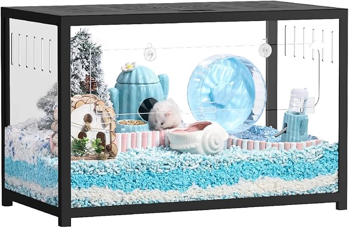 BUCATSTATE Hamsterkäfig Metall 2,0 - Kleintierlebensräume Groß Stapelbar mit Doppeltür 80L x 44,7W x 50,6H cm für Zwerghamster, Nager, Mäuse (0,35m², Schwarz)