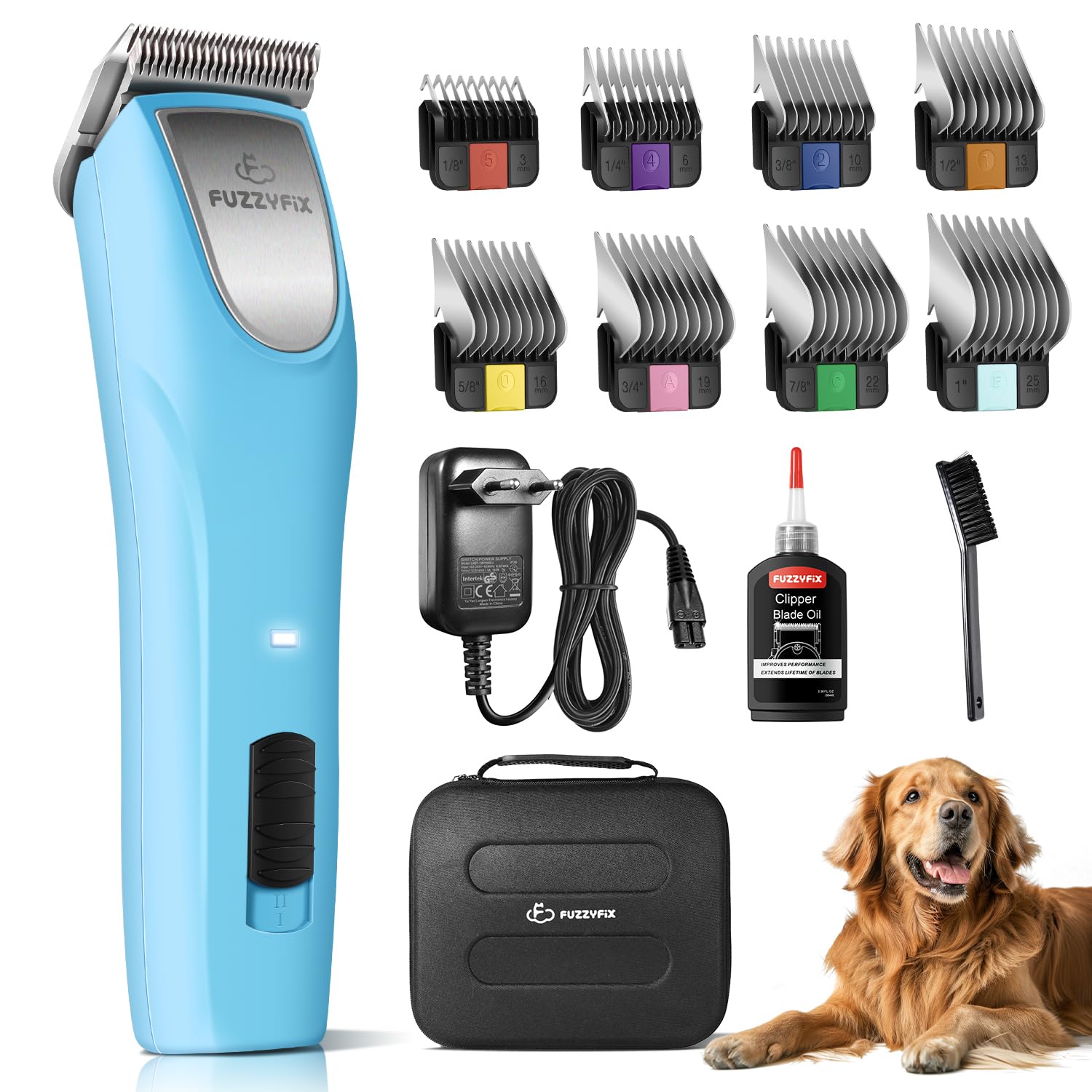 FuzzyFix Professionelle Hundeschermaschine profi,2 Geschwindigkeits Schermaschine Ergonomisches Design Hund Katze,Hundetrimmer Hundehaarschneidemaschine für Dickes, Langes und Lockiges Tierhaare Fell