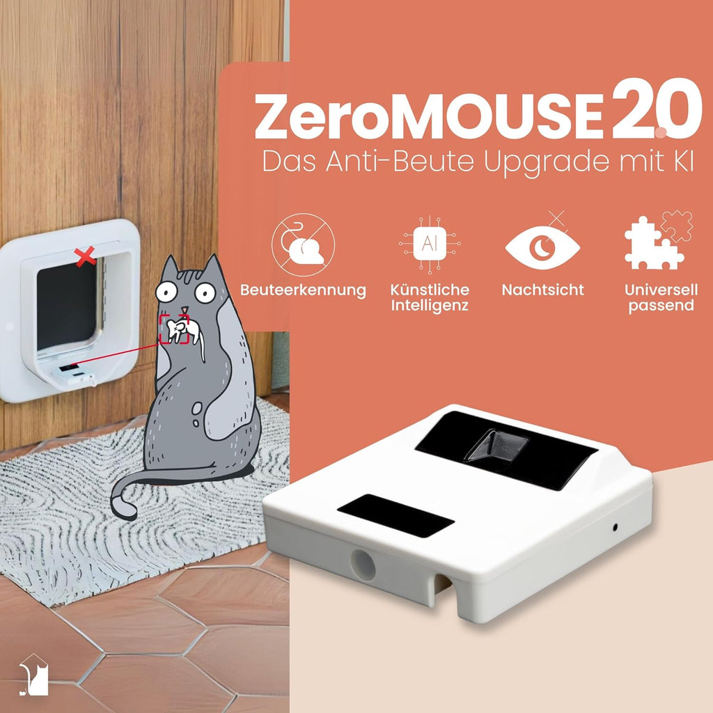 ZeroMOUSE 2.0 – Mauserkennung: Katzenklappen-Erweiterung für Beute- und Chiperkennung, Katzenklappe mit Mauserkennung, Katzenklappe mit Chiperkennung, App-Steuerung inklusive