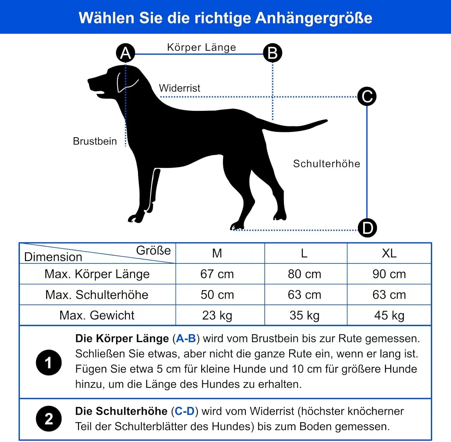 DOGGYHUT® Premium XL 2 in 1 Hundefahrradanhänger & Jogger 23-45 kg Fahrradanhänger für Hunde Hundeanhänger für Fahrrad