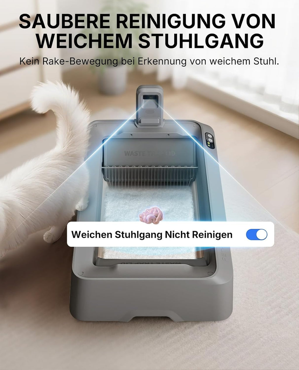PETKIT Purobot Crystal Duo Selbstreinigende Katzentoilette mit Kamera, AI-Gesundheitsüberwachung, Geruchskontrolle, Offenes Design für große Katzen, Bis zu 30 Tage ohne Reinigung, Grau
