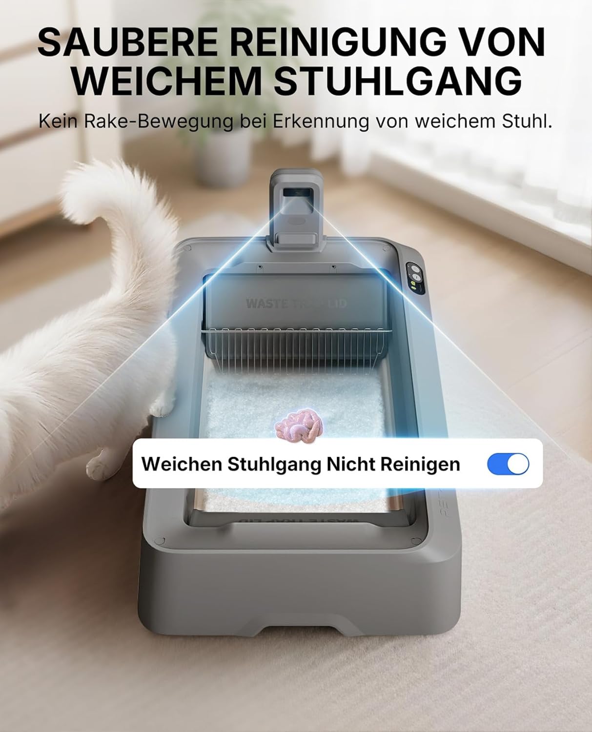 PETKIT Purobot Crystal Duo Selbstreinigende Katzentoilette mit Kamera, AI-Gesundheitsüberwachung, Geruchskontrolle, Offenes Design für große Katzen, Bis zu 30 Tage ohne Reinigung, Grau