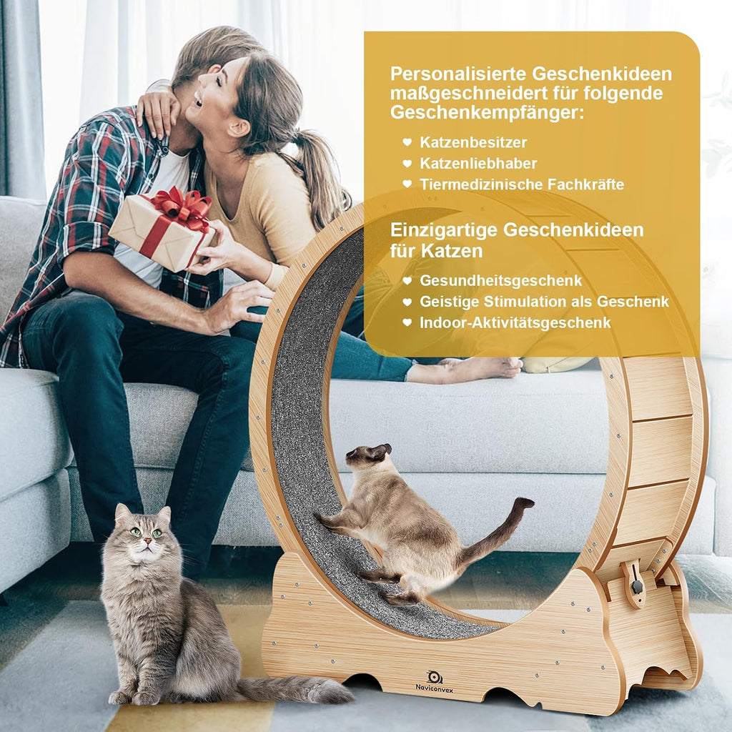 Naviconvex Super leises Holz-Laufrad XXL 135cm für Katzen