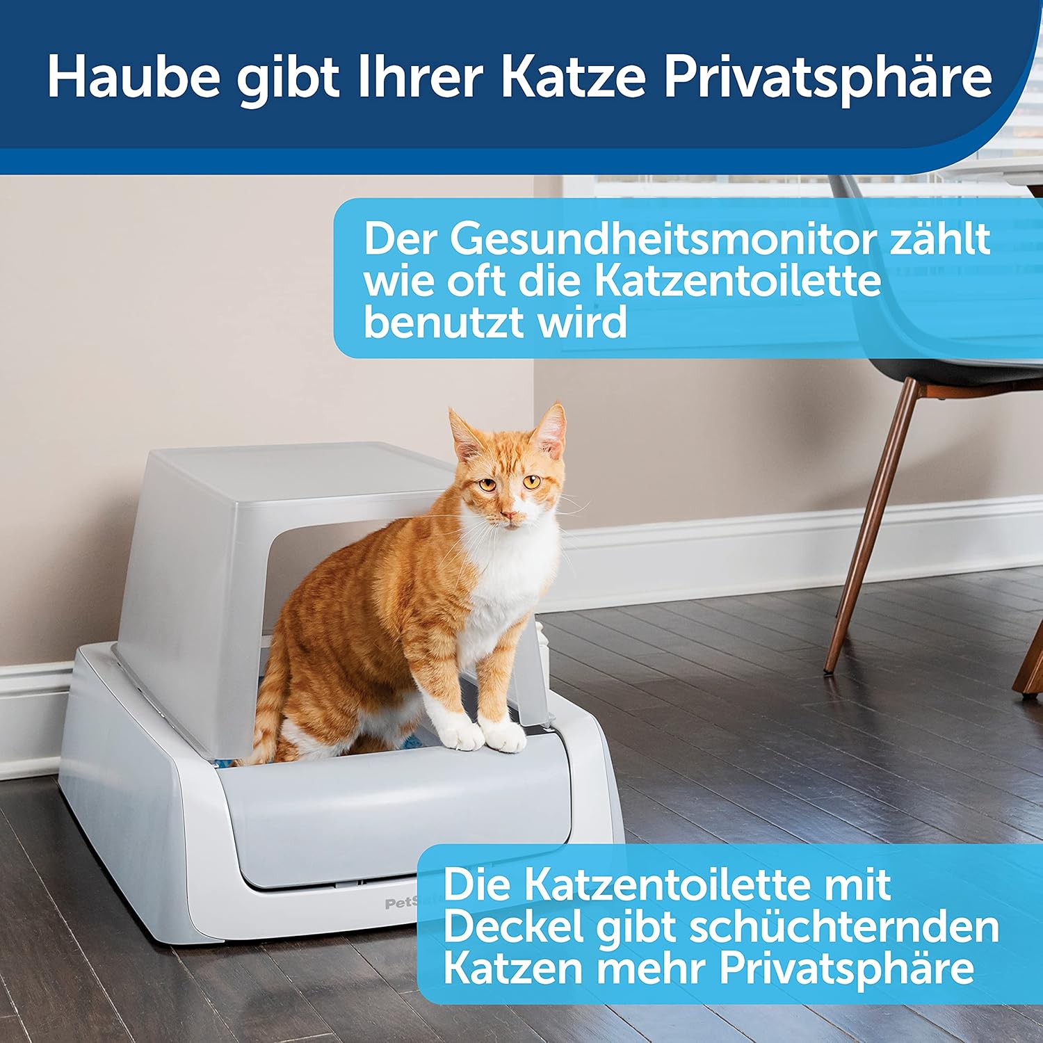 PetSafe ScoopFree Selbstreinigende Katzentoilette mit Haube, Zweite Generation - Automatischer Rechen, Privatsphäre, Gesundheitsmonitor