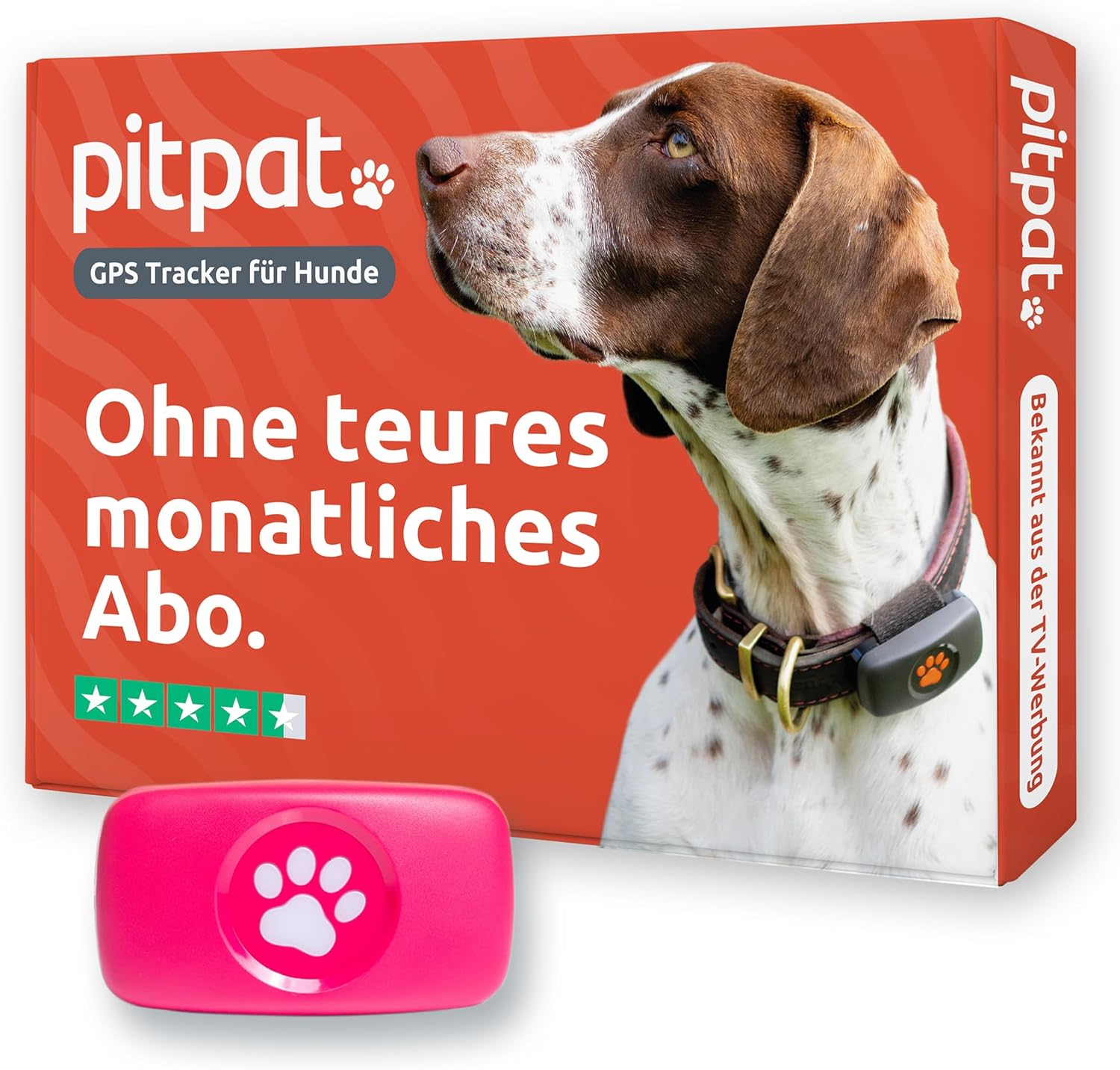 PitPat GPS Tracker für Hunde ohne ABO Gebühren Satellitenortung mit unbegrenzter Reichweite – Haustier Live Aktivitätstracking – Wasserdicht – für alle Hunde geeignet – Passt an jedes Hundehalsband