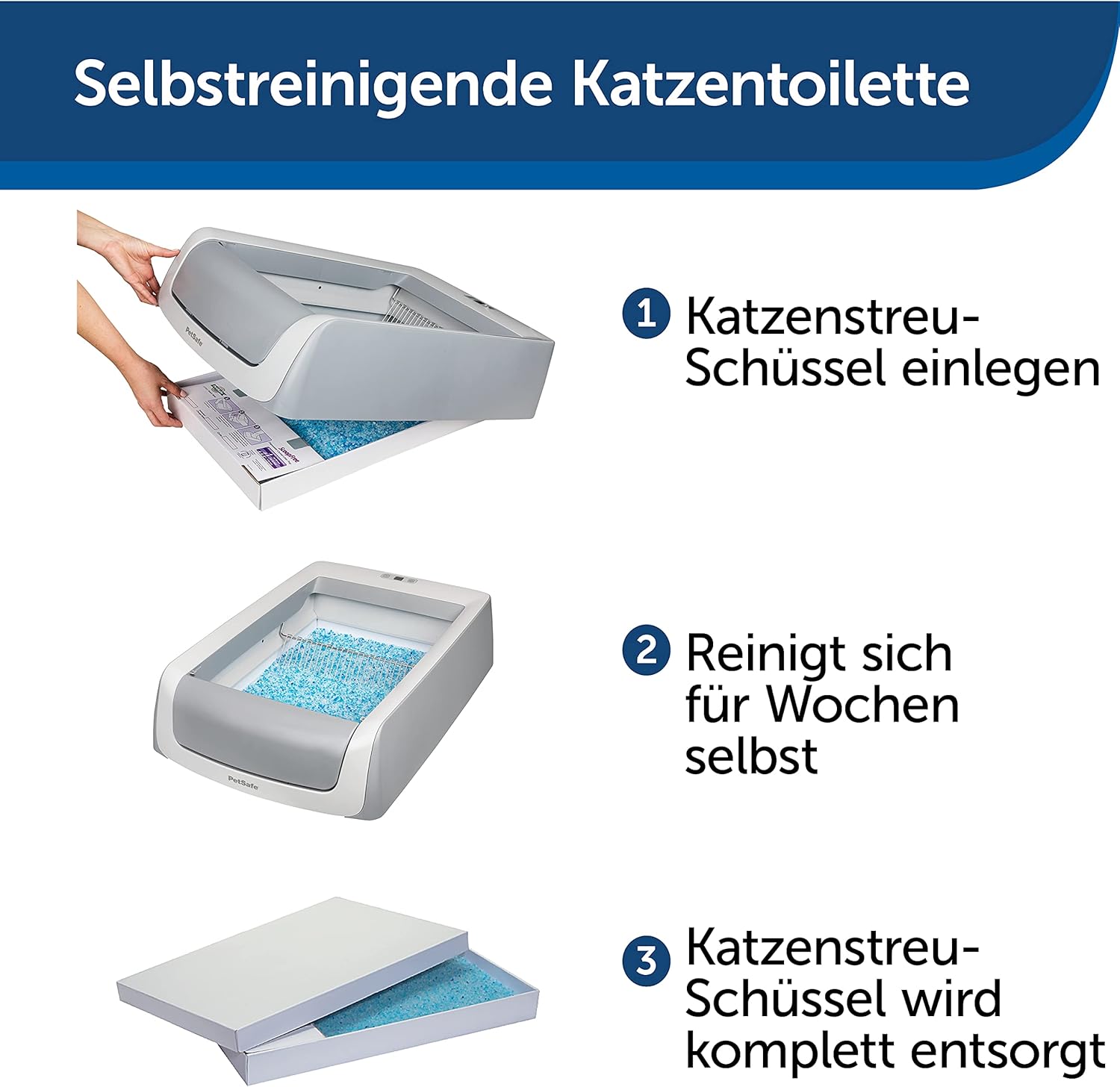 PetSafe ScoopFree Selbstreinigende Katzentoilette mit Haube, Zweite Generation - Automatischer Rechen, Privatsphäre, Gesundheitsmonitor