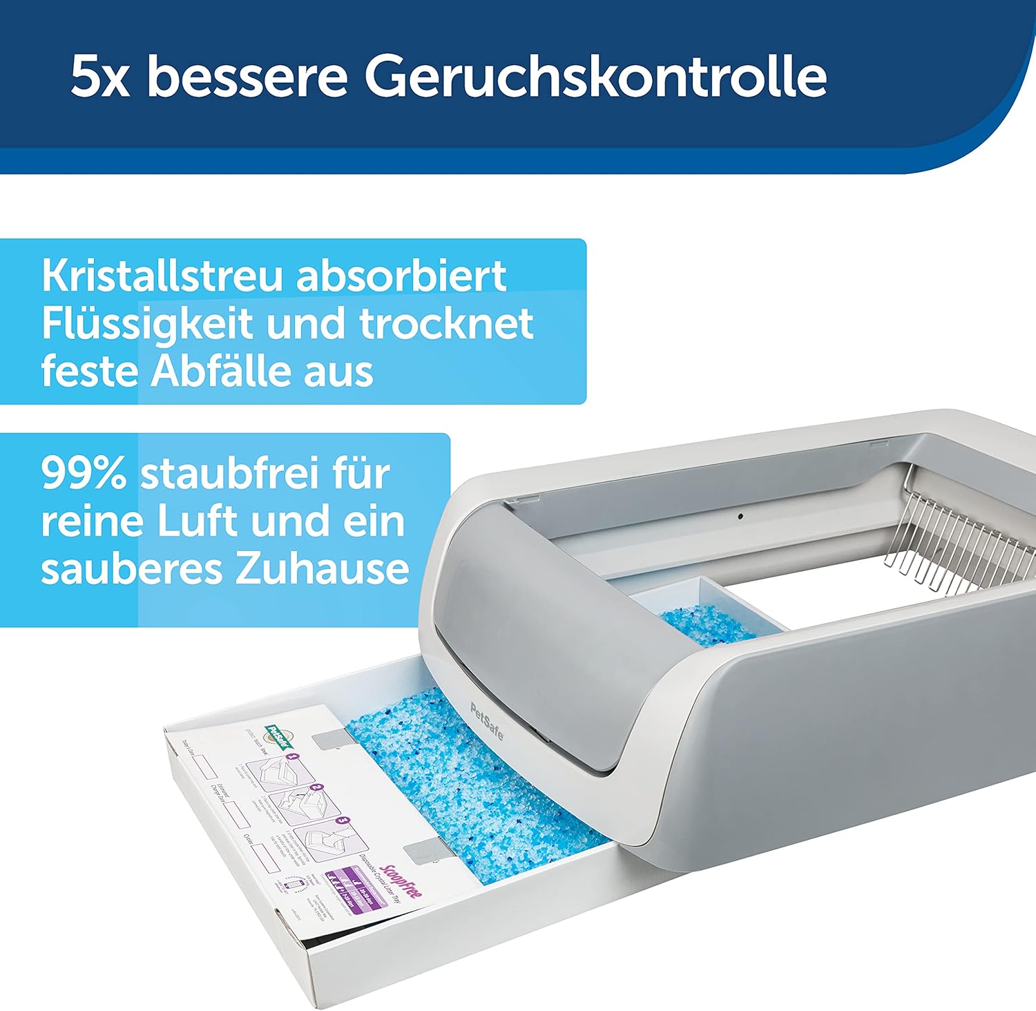 PetSafe ScoopFree Selbstreinigende Katzentoilette mit Haube, Zweite Generation - Automatischer Rechen, Privatsphäre, Gesundheitsmonitor