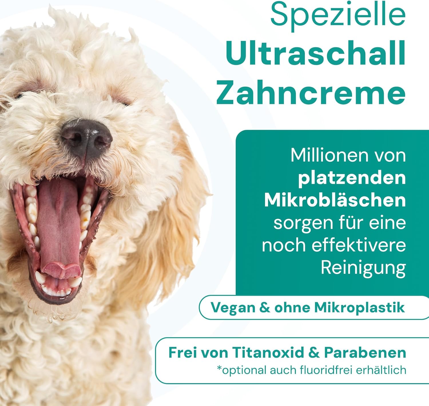 emmi-pet 2.0 Ultraschall-Zahnbürste, Geräuschlose Hundezahnbürste ohne Schrubben mit 96 Mio. Schwingungen - beugt Zahnstein & Entzündungen vor – Inkl. Ultraschall-Aufsätze & Hundezahnpasta – Grün