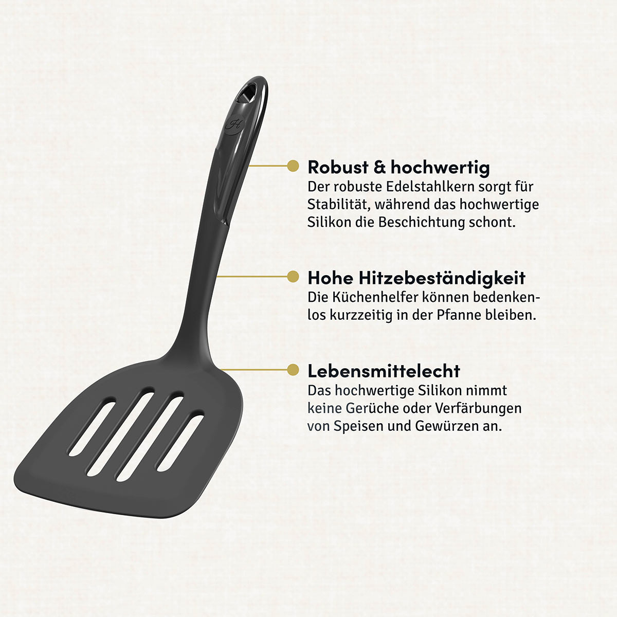 Pfannenwender XXL mit robustem Edelstahlkern