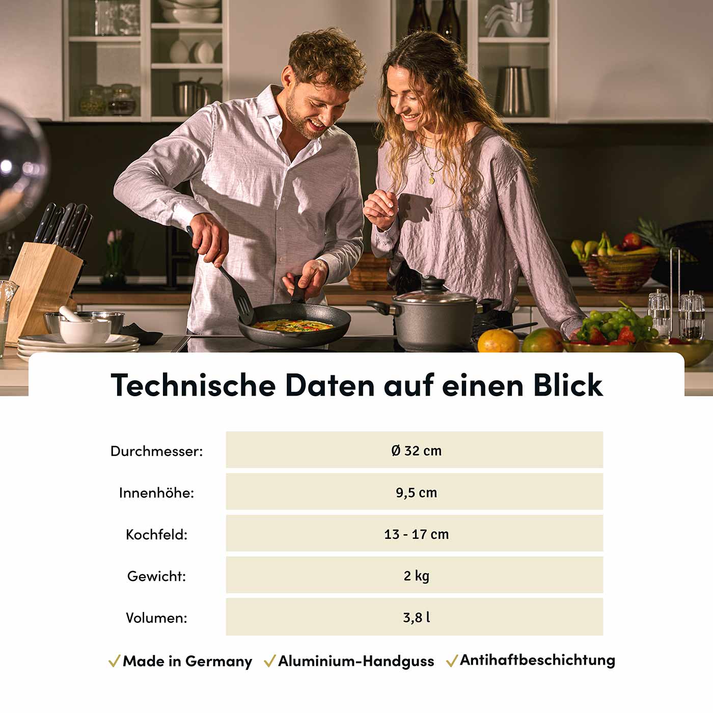 Wok Ø 32 cm I Deckel optional