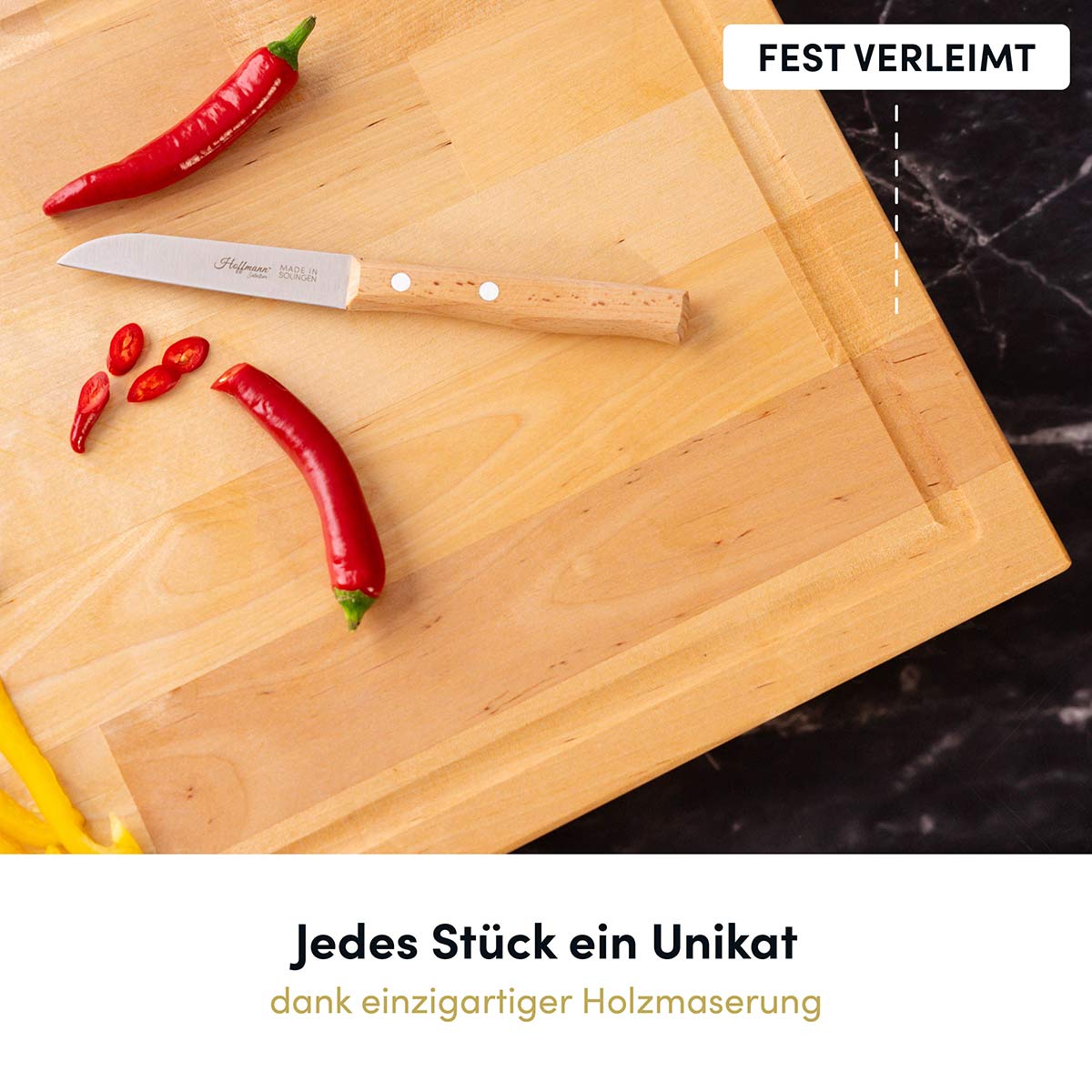 Massives Schneidebrett 43x30 cm I 40 mm starkes Birkenholz