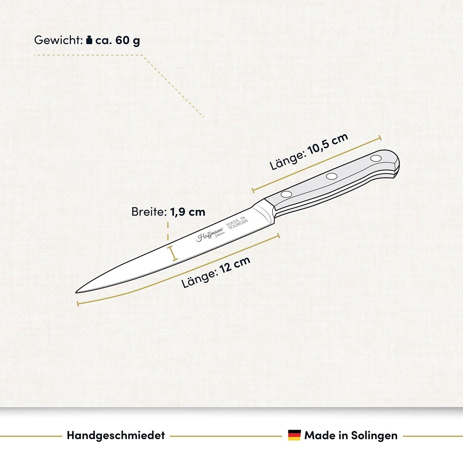 Spickmesser 12 cm, handgeschmiedet in Solingen