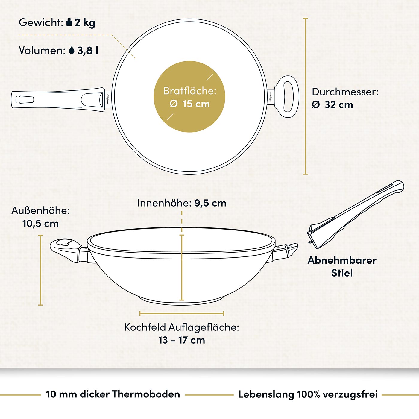 Wokpfanne Ø 32 cm I Deckel optional